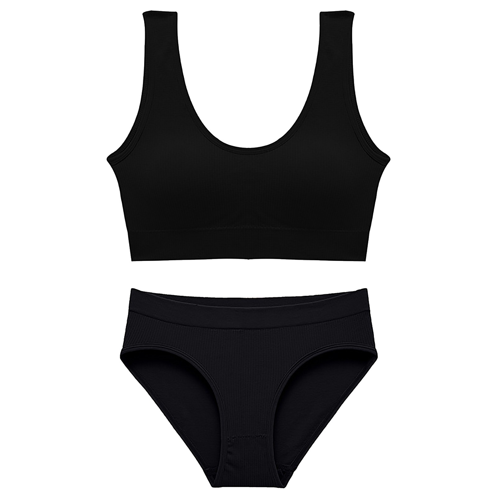 thumbnail image 1 of Conjunto de lencería sin costuras para mujer de 2 piezas con cuello en V y cuello halter: sujetador de cintura alta y tanga, nailon/spandex, color liso, sexy para la playa/ropa de dormir, 1 of 3